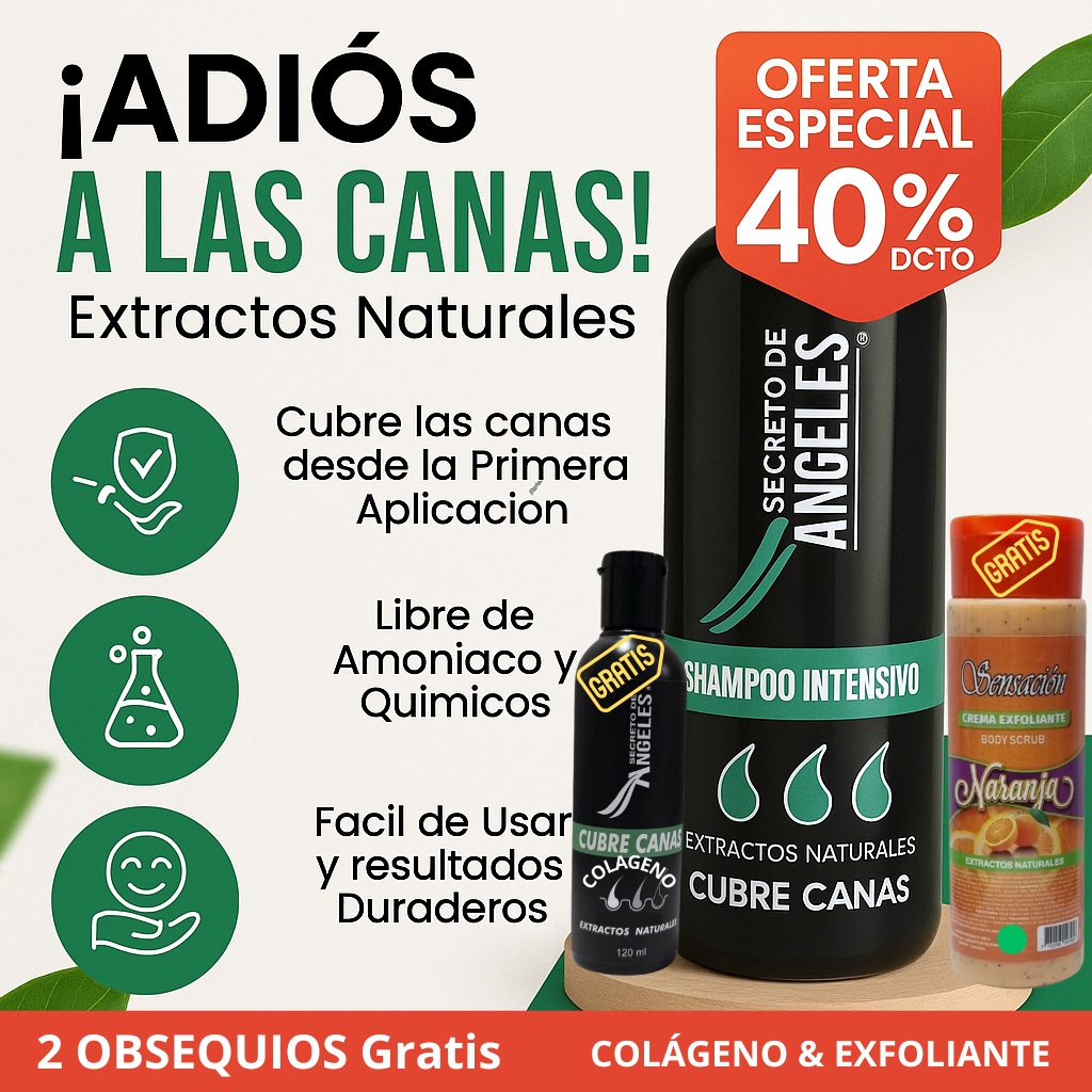 Shampoo Cubre Canas + Colágeno & Exfoliante GRATIS