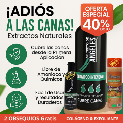 Shampoo Cubre Canas + Colágeno & Exfoliante GRATIS